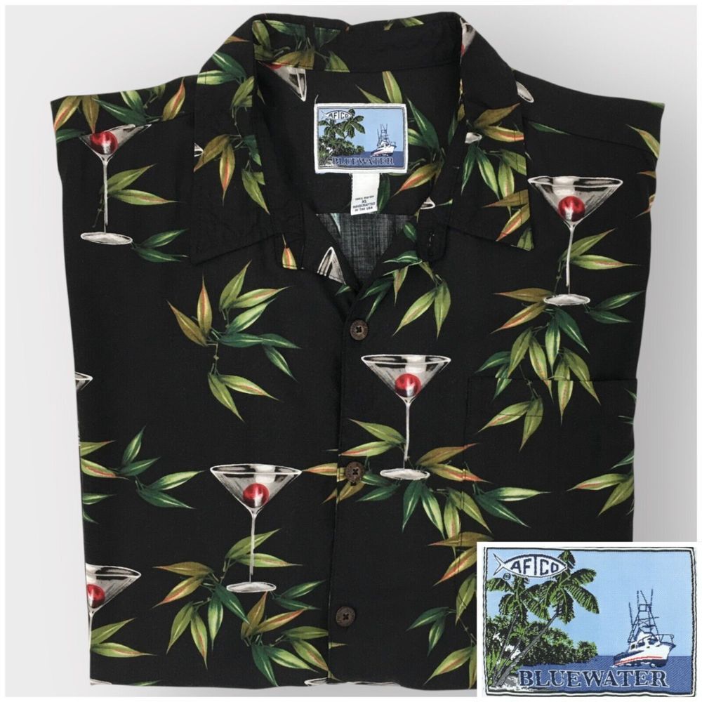 Vintage AFTCO Hawaiian Shirt Mens Size XL Camp Rayon Cruise Vacation Casual